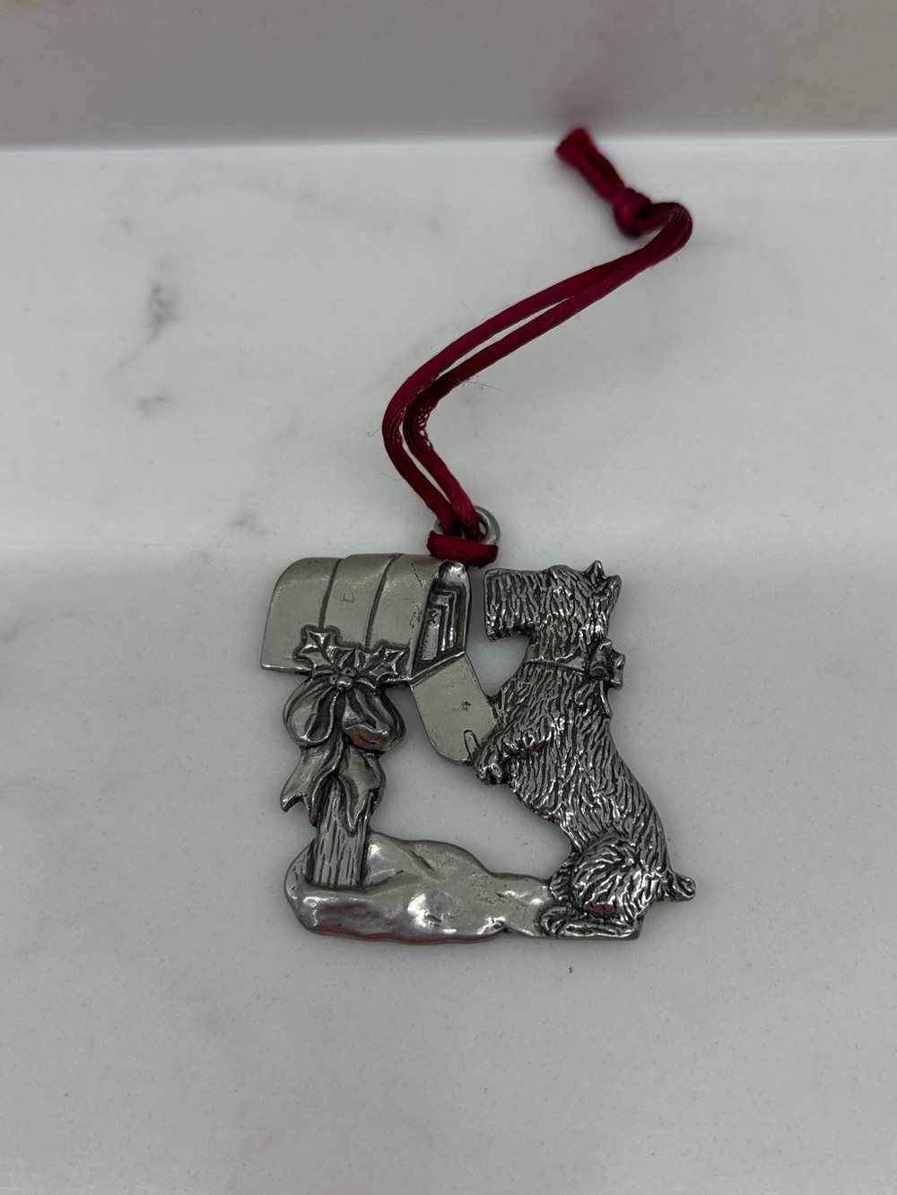 Vintage Seagull Pewter Christmas Ornament Scotty Dog At Mailbox 1990 in Box